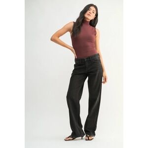 JBD Womens Wide Leg High Rise Jeans Womens 28 Black Streetwear Western Classic